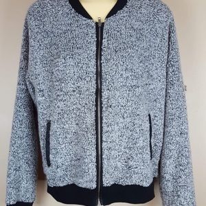 Banana Republic boucle grey black bomber jacket
